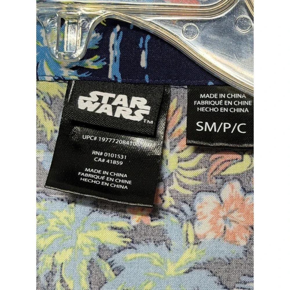 Star Wars Mandalorian Grogu Baby Yoda Hawaiian Shirt Navy Blue Mens Small SM P C